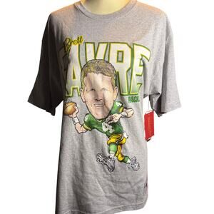 Mitchell & Ness Brett Favre Cartoon Tee, Throwback Collection, Size Large, NWT